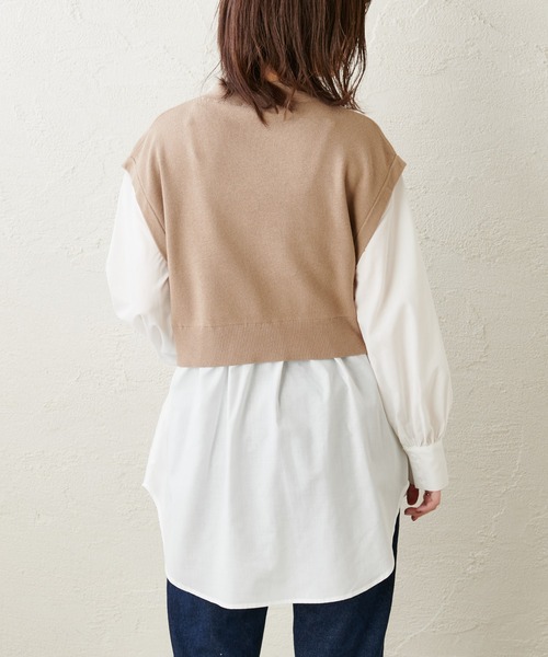 natural couture(ナチュラルクチュール)の「シャツドッキングニットプルオーバー(ニット/セーター・レディース・ブラック/ベージュ/モカ・FREE)」の18枚目の写真
