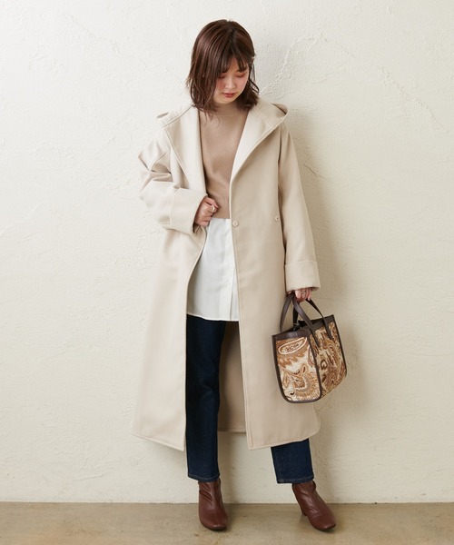 natural couture(ナチュラルクチュール)の「シャツドッキングニットプルオーバー(ニット/セーター・レディース・ブラック/ベージュ/モカ・FREE)」の15枚目の写真