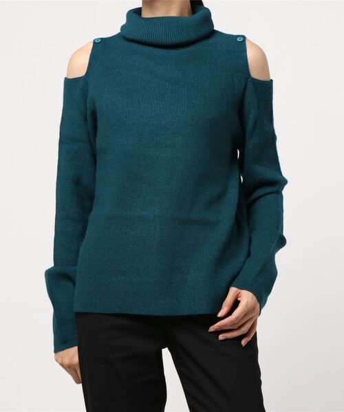 KOBE LETTUCE（コウベレタス）の「タートルネックネックショルダーカットニットトップス（ニット/セーター・レディース・ブラック/グレー系その他/グリーン系その他・FREE）」の10枚目の写真