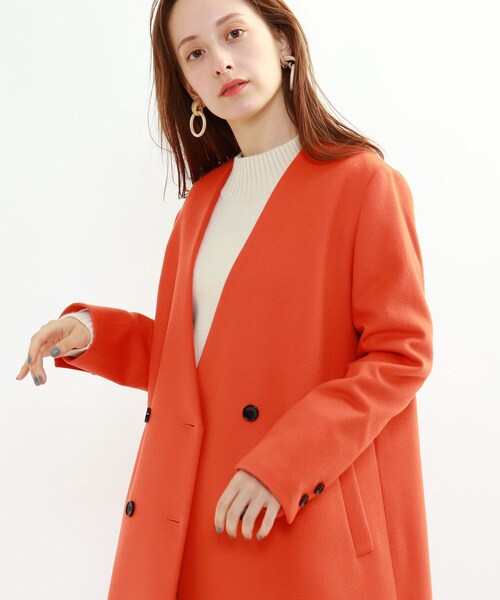 インディヴィ スーパービーバーノーカラーコート 38 秋冬 DMW インディヴィ スーパービーバーノーカラーコート 38 秋冬 DMW