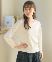 Rewde | 【パームオイル加工】袖パールモチーフ付きVネックニット（0R14-2119）(ニット/セーター)