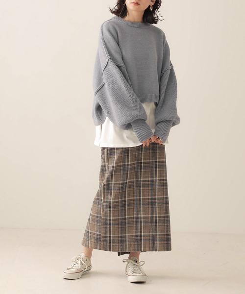 Bab（バブ）の「【WEB限定】チェックタイトスカート（スカート・レディース・ネイビー/ブラウン・38）」の21枚目の写真