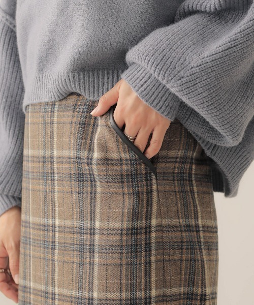 Bab（バブ）の「【WEB限定】チェックタイトスカート（スカート・レディース・ネイビー/ブラウン・38）」の3枚目の写真