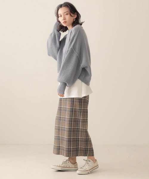 Bab（バブ）の「【WEB限定】チェックタイトスカート（スカート・レディース・ネイビー/ブラウン・38）」の4枚目の写真