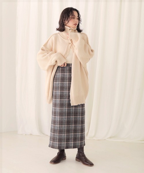 Bab（バブ）の「【WEB限定】チェックタイトスカート（スカート・レディース・ネイビー/ブラウン・38）」の8枚目の写真