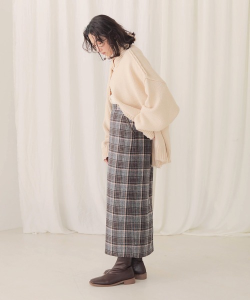 Bab（バブ）の「【WEB限定】チェックタイトスカート（スカート・レディース・ネイビー/ブラウン・38）」の11枚目の写真