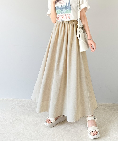 セール】ふわり、たっぷりフレア。リラックスコットンリネンスカート