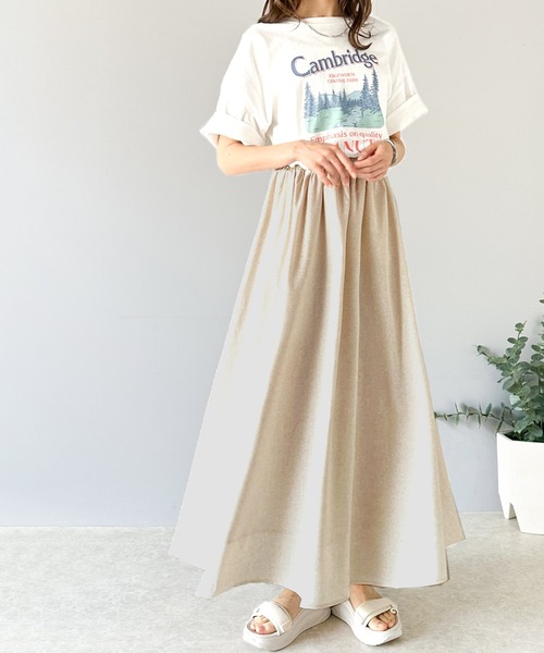 classicalelf（クラシカルエルフ）の「ふわり、たっぷりフレア。リラックスコットンリネンスカート（スカート・レディース・ブラック/サンドベージュ/モカ/ナチュラル/ワイン/イエロー・SMALL/MEDIUM/LARGE/X-LARGE）」の13枚目の写真