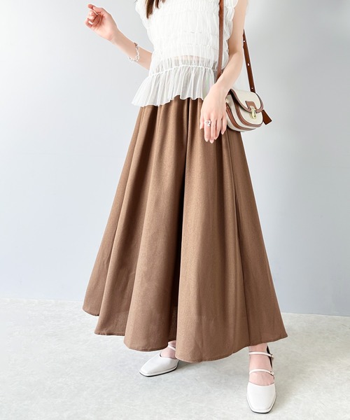 セール】ふわり、たっぷりフレア。リラックスコットンリネンスカート