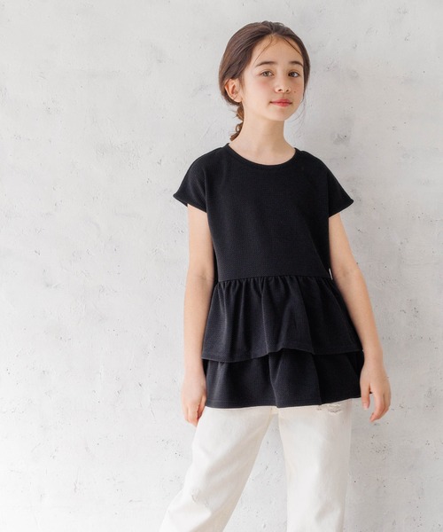 coca（coca）（コカ）の「＼新色登場／キッズ エンボスフリルトップス（Tシャツ/カットソー・キッズ・ブラック/パープル/ライトピンク/ライトブルー・100/110/120/130/140）」の10枚目の写真