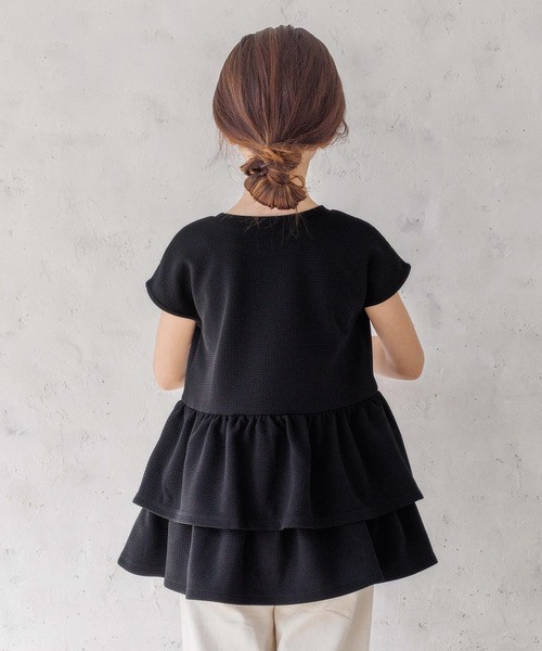 セール】＼新色登場／キッズ エンボスフリルトップス（Tシャツ