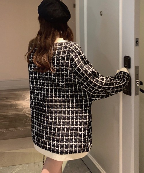 チェック柄ツイードカーディガン（カーディガン/ボレロ）｜meJane