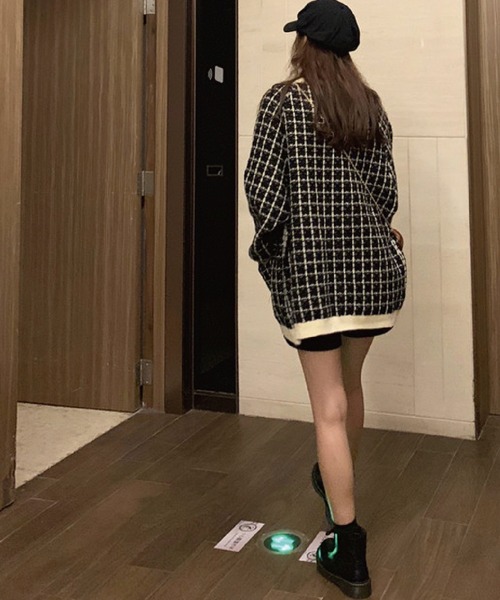 チェック柄ツイードカーディガン（カーディガン/ボレロ）｜meJane