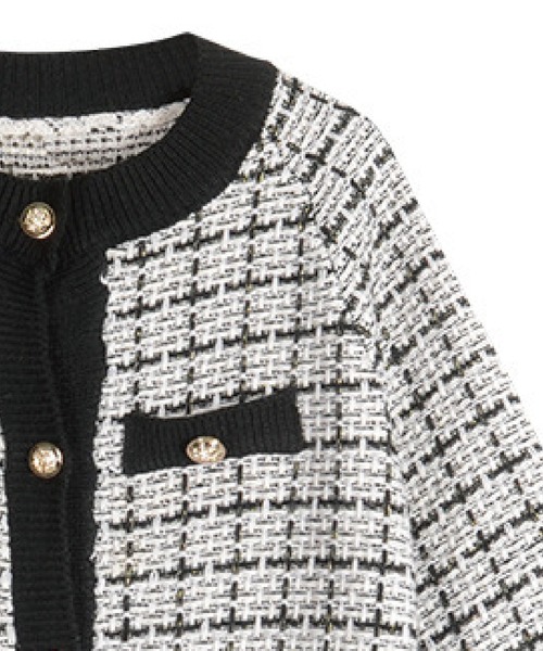 meJane（ミージェーン）の「チェック柄ツイードカーディガン（カーディガン/ボレロ・レディース・ホワイト/ブラック・FREE）」の9枚目の写真