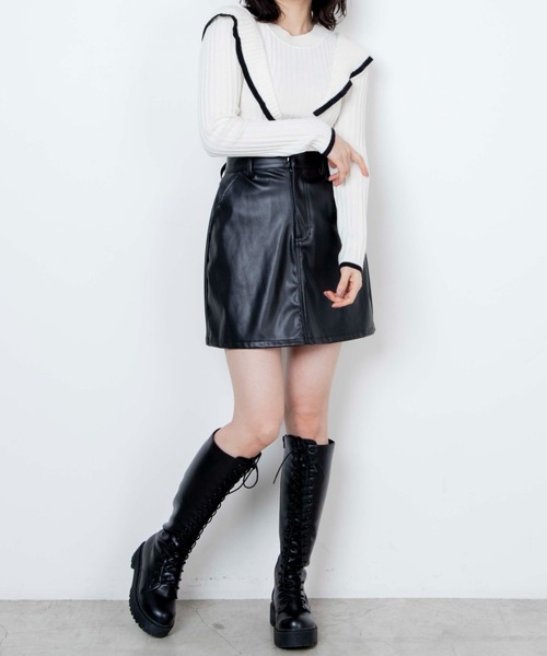 WEGO（ウィゴー）の「WEGO/ショルダーフリルニット（ニット/セーター・レディース・ブラック/アイボリー・FREE）」の15枚目の写真