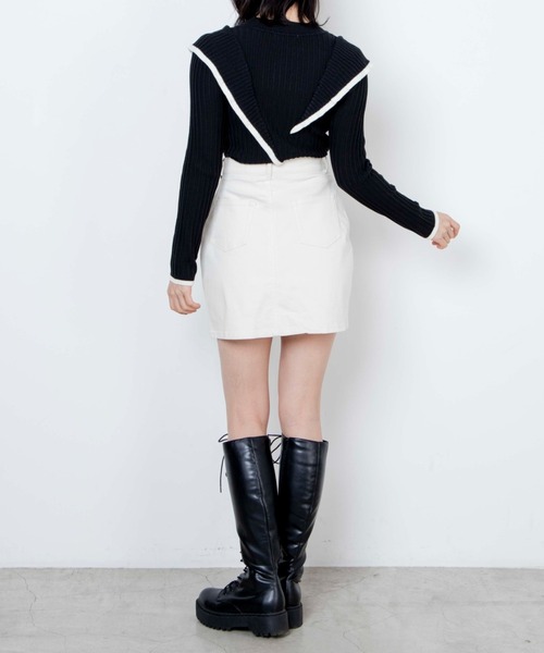 WEGO（ウィゴー）の「WEGO/ショルダーフリルニット（ニット/セーター・レディース・ブラック/アイボリー・FREE）」の18枚目の写真