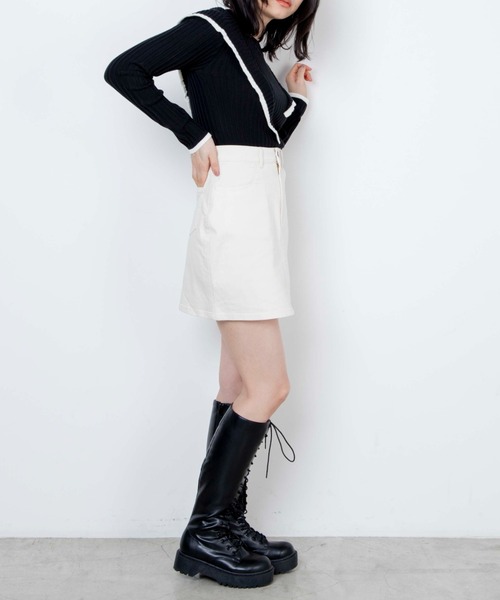 WEGO（ウィゴー）の「WEGO/ショルダーフリルニット（ニット/セーター・レディース・ブラック/アイボリー・FREE）」の19枚目の写真