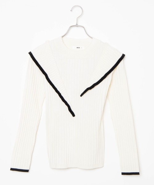WEGO（ウィゴー）の「WEGO/ショルダーフリルニット（ニット/セーター・レディース・ブラック/アイボリー・FREE）」の8枚目の写真