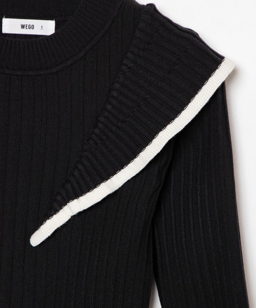 WEGO（ウィゴー）の「WEGO/ショルダーフリルニット（ニット/セーター・レディース・ブラック/アイボリー・FREE）」の14枚目の写真