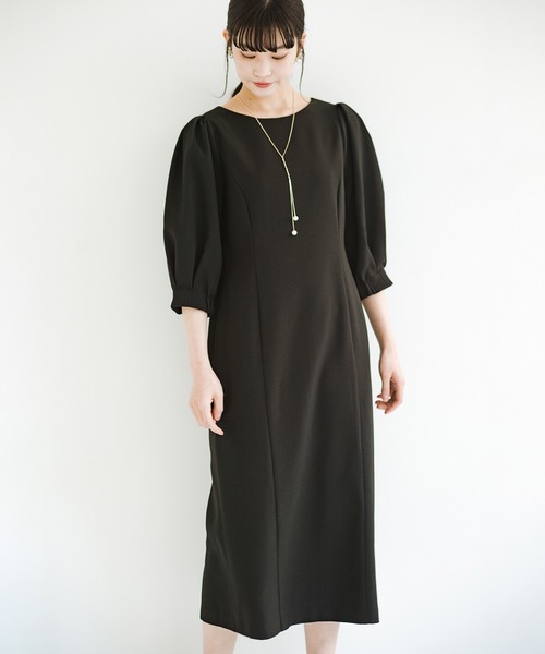 きちんとシーンもオシャレでいたい大人のためのボリューム袖がかわいい麻調素材のワンピース By Que Made Me ワンピース Haco ハコ のファッション通販 Zozotown