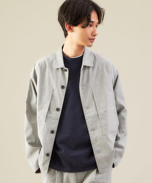 green label relaxing(グリーンレーベルリラクシング)の「CM キュプラ リネン コード シャツ ブルゾン(シャツ/ブラウス・メンズ・ライトグレー/ダークグリーン/モカ・S/M/L/XL)」の10枚目の写真