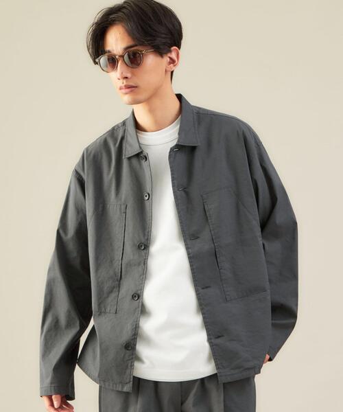 green label relaxing(グリーンレーベルリラクシング)の「CM キュプラ リネン コード シャツ ブルゾン(シャツ/ブラウス・メンズ・ライトグレー/ダークグリーン/モカ・S/M/L/XL)」の4枚目の写真