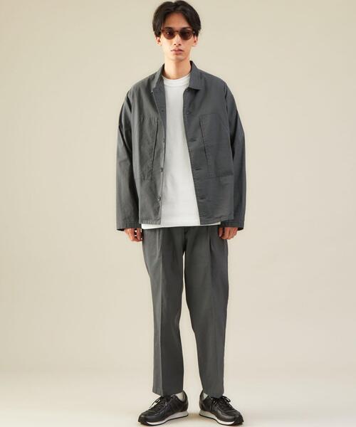 green label relaxing(グリーンレーベルリラクシング)の「CM キュプラ リネン コード シャツ ブルゾン(シャツ/ブラウス・メンズ・ライトグレー/ダークグリーン/モカ・S/M/L/XL)」の8枚目の写真