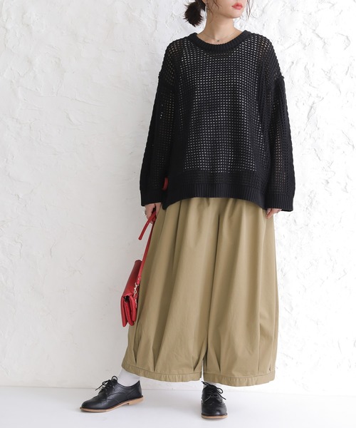 osharewalker（オシャレウォーカー）の「【廃盤】『タックボリュームチノパンツ』（チノパンツ・レディース・ベージュ/カーキ/ブラック・FREE）」の4枚目の写真