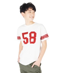 GLAZOS | スエード天竺・ドロップショルダーナンバリングプリント半袖Tシャツ(Tシャツ/カットソー)