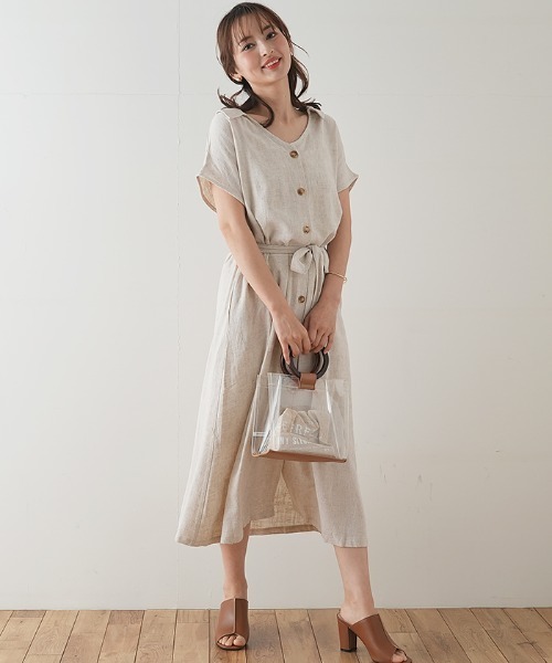 Futier land（フューティアランド）の「襟付きフロントボタンワンピース（ワンピース・レディース・ブラック/ブラウン/ライトグリーン/アイボリー・FREE）」の5枚目の写真