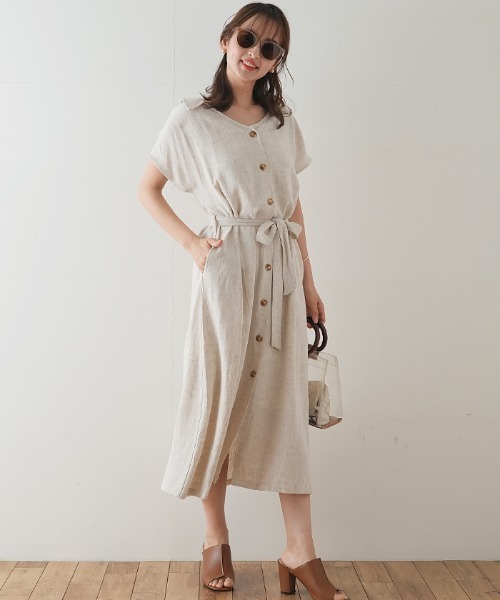 Futier land（フューティアランド）の「襟付きフロントボタンワンピース（ワンピース・レディース・ブラック/ブラウン/ライトグリーン/アイボリー・FREE）」の13枚目の写真