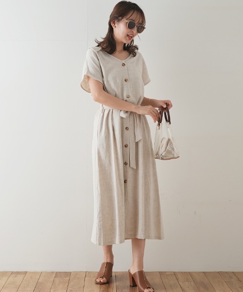 Futier land（フューティアランド）の「襟付きフロントボタンワンピース（ワンピース・レディース・ブラック/ブラウン/ライトグリーン/アイボリー・FREE）」の21枚目の写真