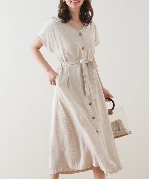 Futier land（フューティアランド）の「襟付きフロントボタンワンピース（ワンピース・レディース・ブラック/ブラウン/ライトグリーン/アイボリー・FREE）」の14枚目の写真