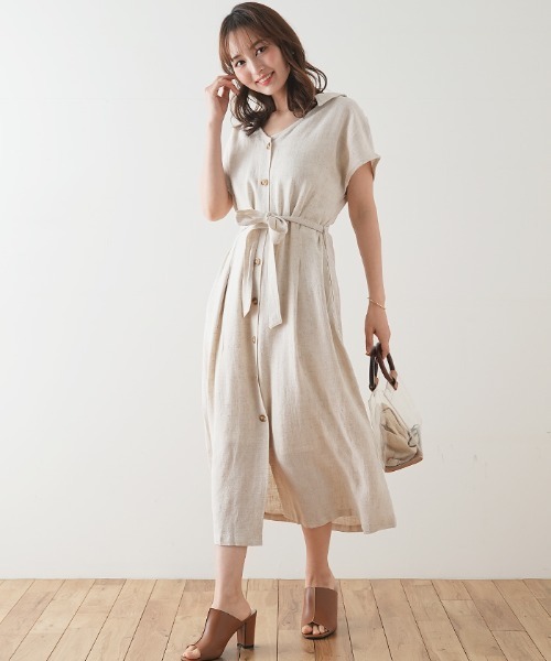 Futier land（フューティアランド）の「襟付きフロントボタンワンピース（ワンピース・レディース・ブラック/ブラウン/ライトグリーン/アイボリー・FREE）」の22枚目の写真