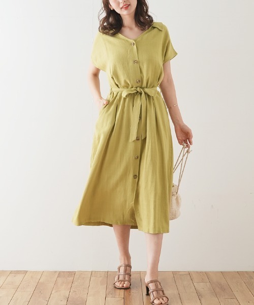 Futier land（フューティアランド）の「襟付きフロントボタンワンピース（ワンピース・レディース・ブラック/ブラウン/ライトグリーン/アイボリー・FREE）」の7枚目の写真