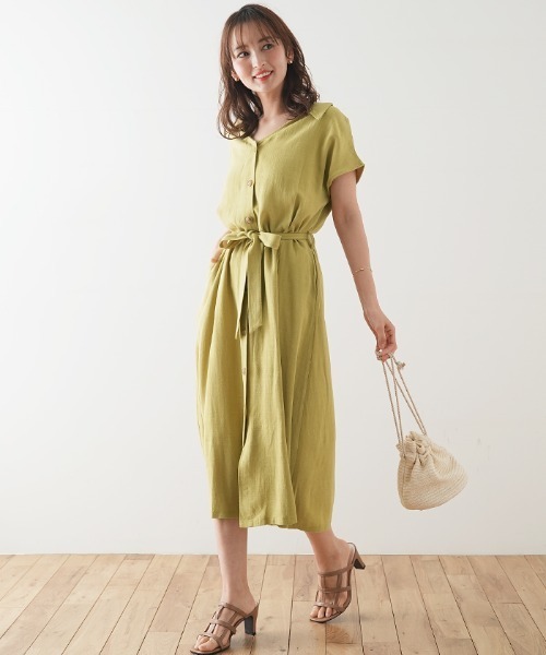 Futier land（フューティアランド）の「襟付きフロントボタンワンピース（ワンピース・レディース・ブラック/ブラウン/ライトグリーン/アイボリー・FREE）」の15枚目の写真