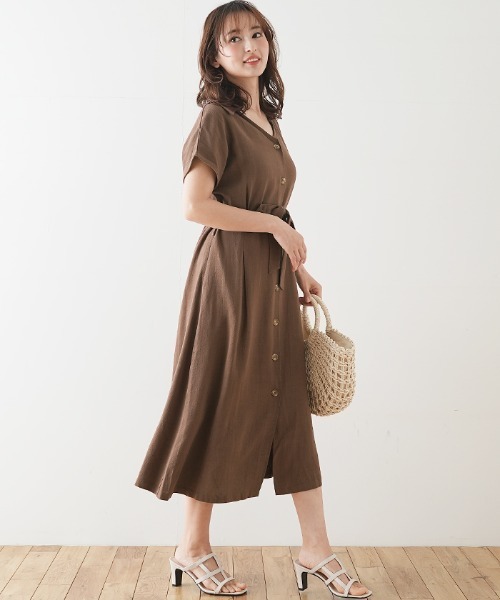 Futier land（フューティアランド）の「襟付きフロントボタンワンピース（ワンピース・レディース・ブラック/ブラウン/ライトグリーン/アイボリー・FREE）」の16枚目の写真