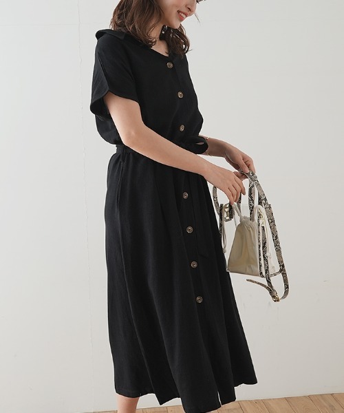 Futier land（フューティアランド）の「襟付きフロントボタンワンピース（ワンピース・レディース・ブラック/ブラウン/ライトグリーン/アイボリー・FREE）」の10枚目の写真