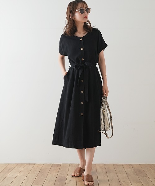 Futier land（フューティアランド）の「襟付きフロントボタンワンピース（ワンピース・レディース・ブラック/ブラウン/ライトグリーン/アイボリー・FREE）」の18枚目の写真