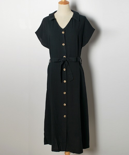 Futier land（フューティアランド）の「襟付きフロントボタンワンピース（ワンピース・レディース・ブラック/ブラウン/ライトグリーン/アイボリー・FREE）」の19枚目の写真