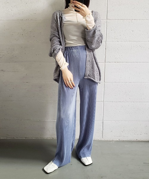 me+em select（ミームセレクト）の「シースルーハイネックメロートップス《 NEWカラー7色追加！ 》（Tシャツ/カットソー・レディース・グリーン/ベージュ/グレー/ブラック/ブラウン/ブルー/ホワイト/ピンク/オレンジ/ライム/パープル/ライトブルー/イエロー/ブルーグレー/コーラルピンク/クリアグリーン/ダークグリーン・FREE）」の22枚目の写真