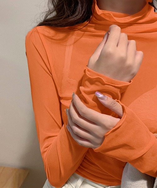 トップス _m セール】シースルーハイネックメロートップス《 NEWカラー7色追加