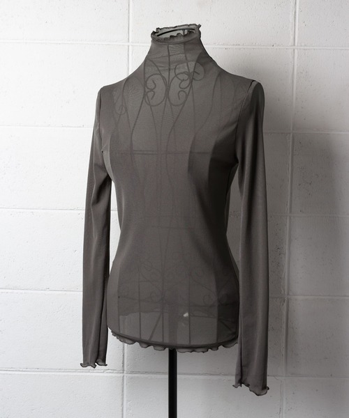 セール】シースルーハイネックメロートップス《 NEWカラー7色追加