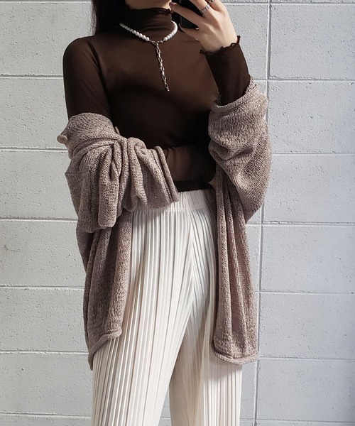 セール】シースルーハイネックメロートップス《 NEWカラー7色追加