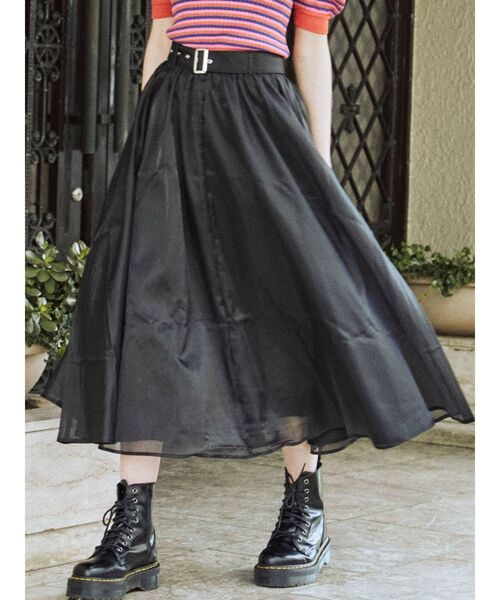 jouetie（ジュエティ）の「シアードッキングスカート（スカート・レディース・ブラック/ブラウン/オフホワイト/グリーン・MEDIUM）」の19枚目の写真