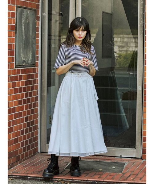 jouetie（ジュエティ）の「シアードッキングスカート（スカート・レディース・ブラック/ブラウン/オフホワイト/グリーン・MEDIUM）」の8枚目の写真