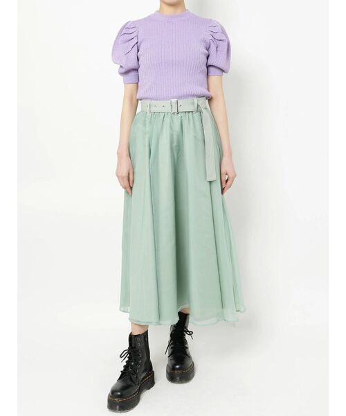 jouetie（ジュエティ）の「シアードッキングスカート（スカート・レディース・ブラック/ブラウン/オフホワイト/グリーン・MEDIUM）」の15枚目の写真