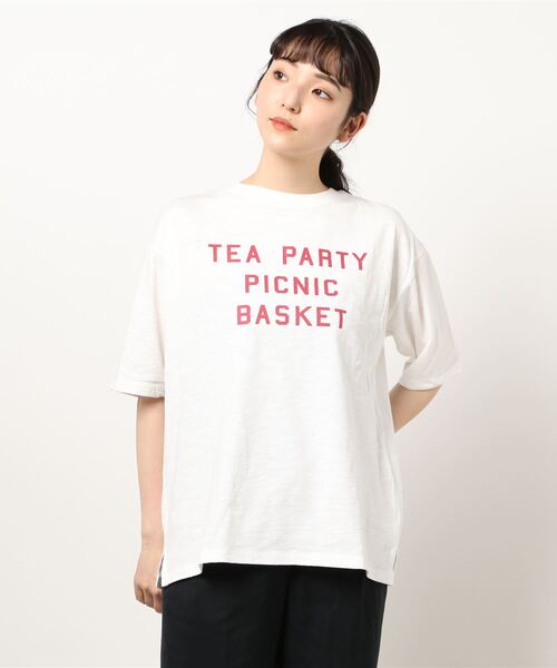Samansa Mos2（サマンサ モスモス）の「ロゴプリントTee（Tシャツ/カットソー・レディース・ベージュ/オフホワイト/チャコール・ﾌﾘ-）」の6枚目の写真