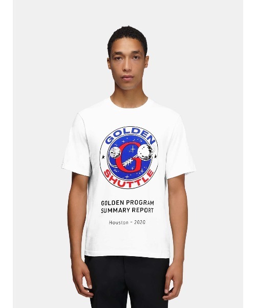 GOLDEN GOOSE（ゴールデングース）の「GOLDEN GOOSE T-shirt white with GOLDEN SHUTTLE print（Tシャツ/カットソー・メンズ・ホワイト系その他・MEDIUM/LARGE/SMALL/X-SMALL）」の2枚目の写真