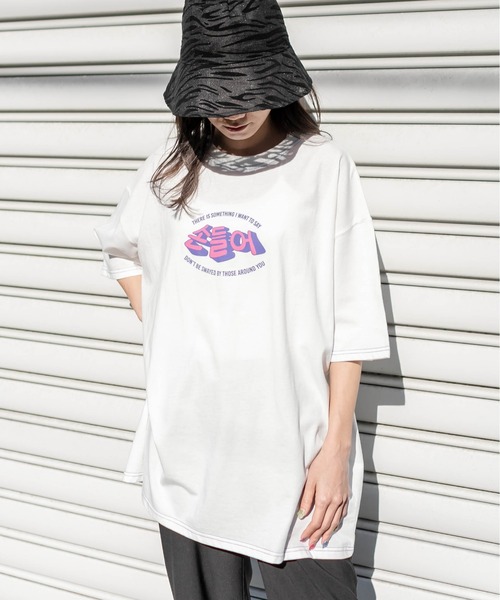 RASVOA（ラスボア）の「ハングル配色ステッチＴシャツ（Tシャツ/カットソー・レディース・オフホワイト/ブラック・FREE）」の11枚目の写真